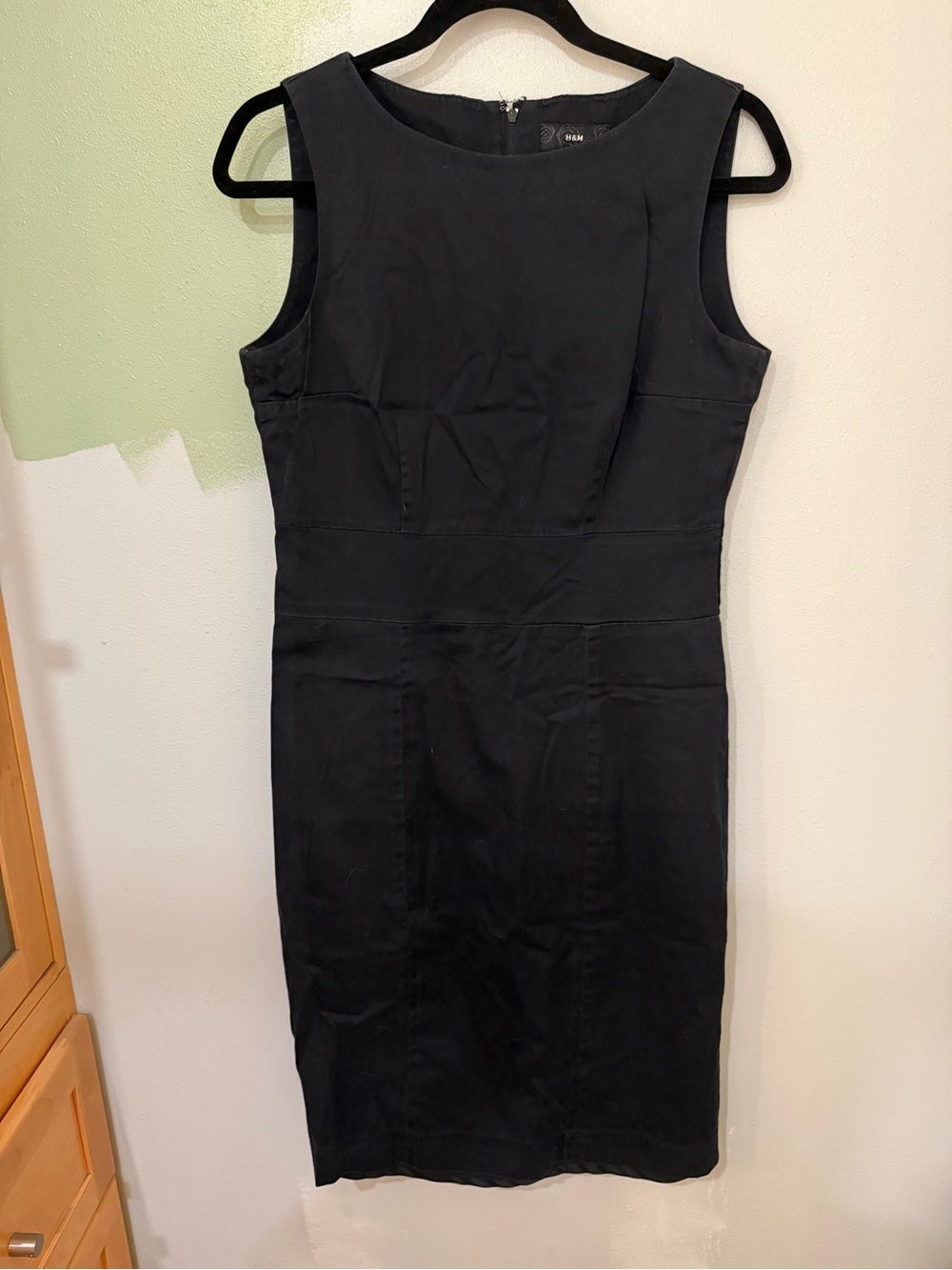 H&M Dark Blue Sleeveless Midi Sheath Dress